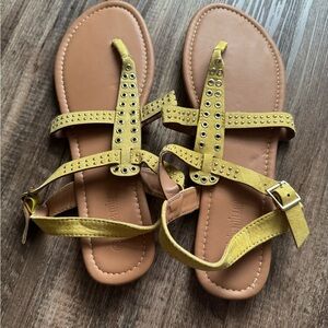 Yellow Strappy Sandals with Studs
